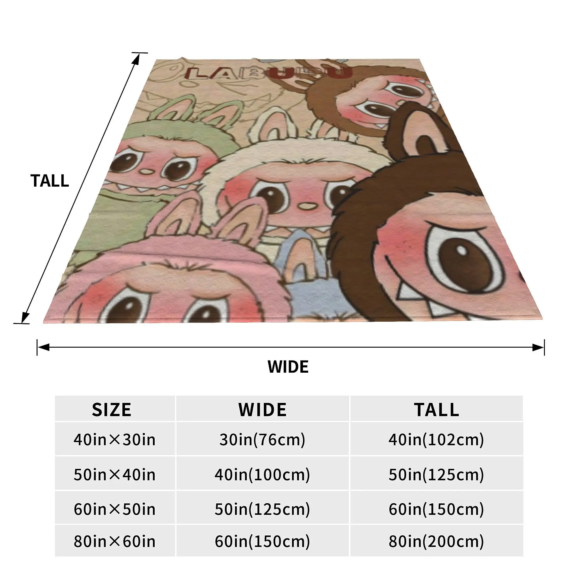 Labubu Blanket Multi-size Cozy and Lightweight Cartoon Throw Blankets for Couch Sofa and Bed 4