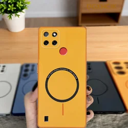 Shockproof Magnetic Silicone Back Cover - Durable Protective Case for Realme C15 (XCK orange)