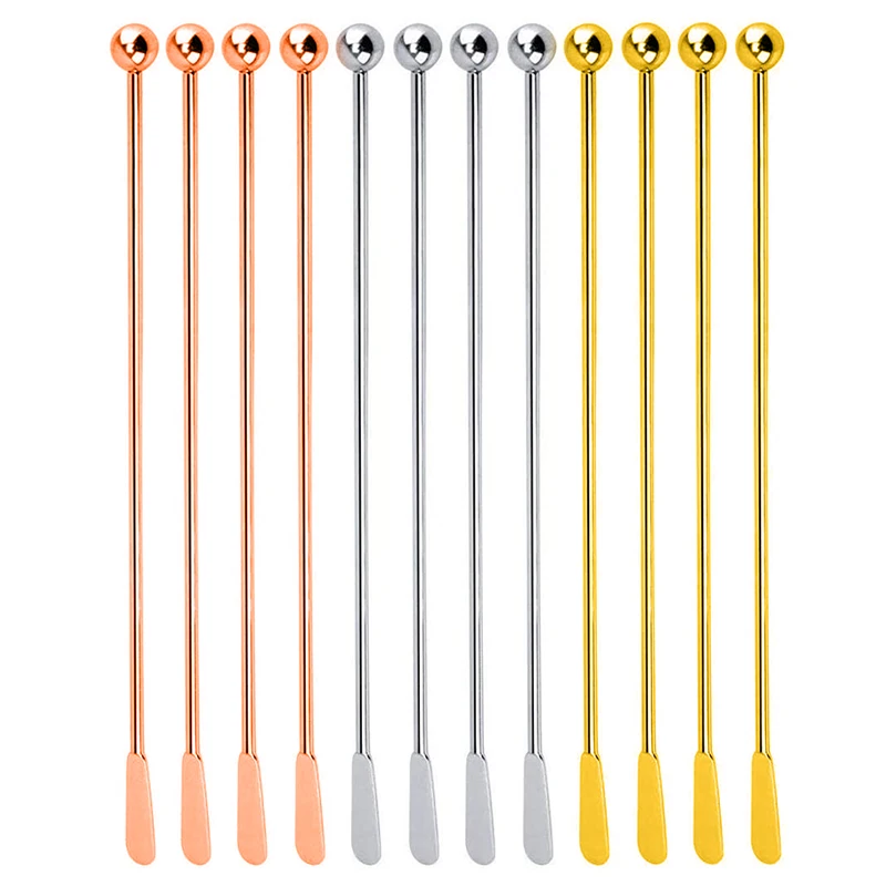 7.5 Inches Stainless Steel Coffee Beverage Stirrers Drink Swizzle Stick with Small Rectangular Paddles