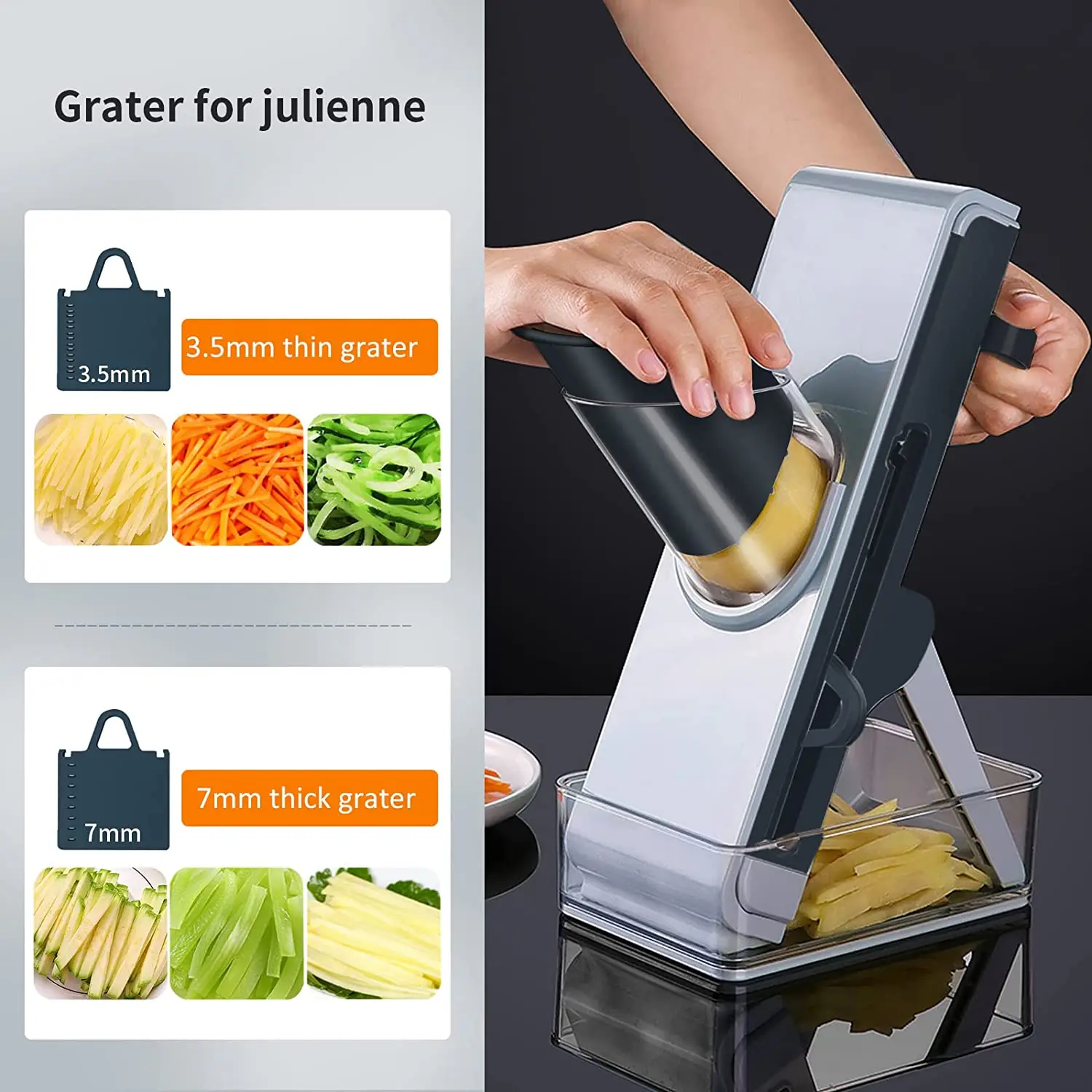 Multifunctional Vegetable Cutter Safety Slicer Manual Veggie Julienne Kitchen  Chopping Artifact With Container Replaceable Blade - Fruit & Vegetable  Tools - AliExpress