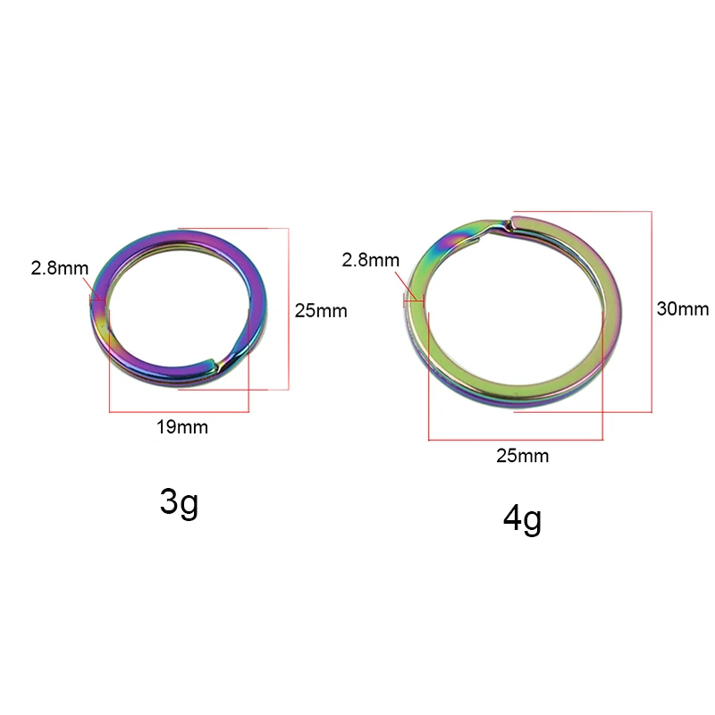 20-100pcs 19-25mm Rainbow Hot Sale Diy Metal Flat O Split Circle Easy Open Key ring Buckle Hook Clasp Hardware For Bags