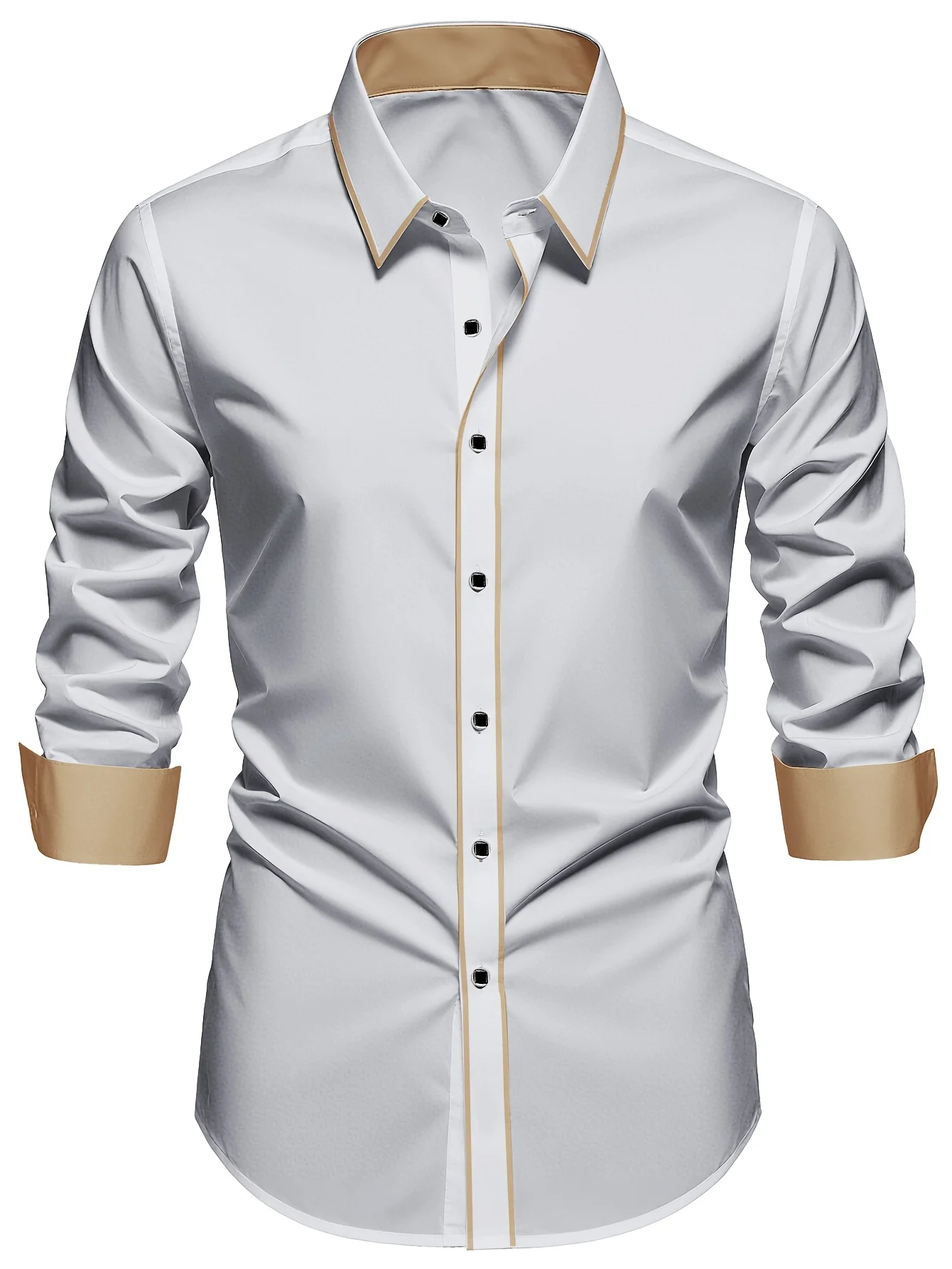 2025 جديد الرجال المرقعة قميص الموضة الفاخرة طويلة الأكمام الذكية عادية أربعة الموسم سهرة رجل مايكرو مطاطا القمصان