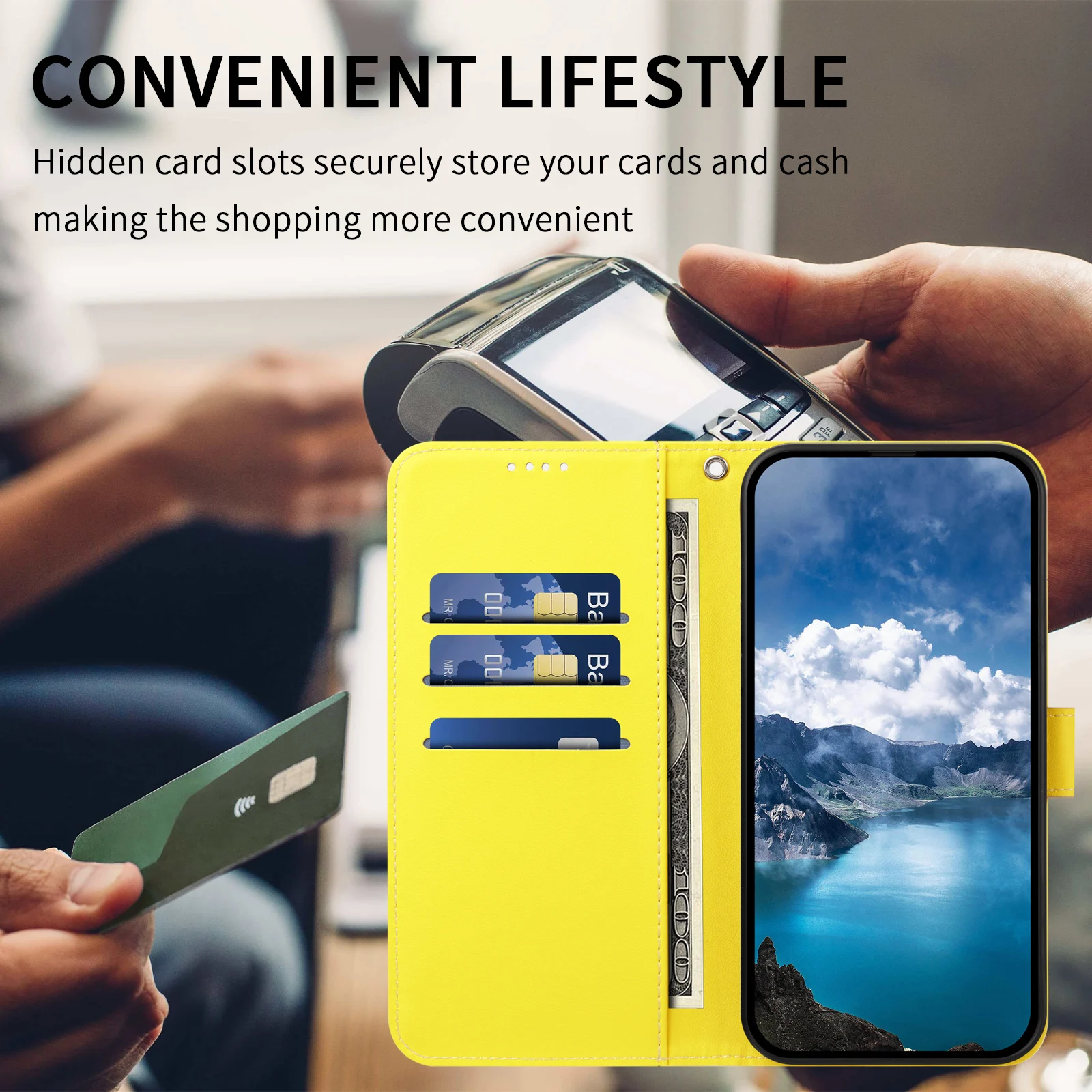 Premium PU Leather Flip Wallet Case with Card Slots Cover