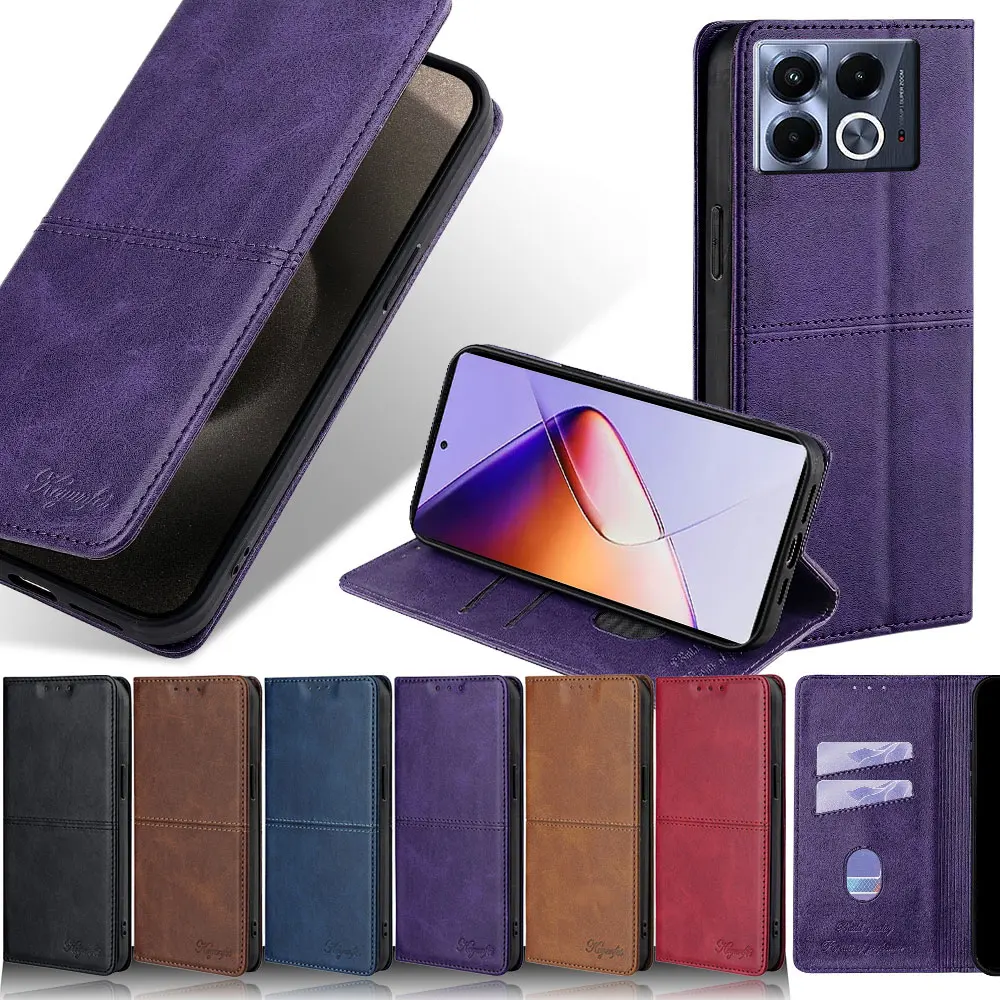 Premium Magnetic Flip Leather Case with Card Stand - Business Style Protective Cover