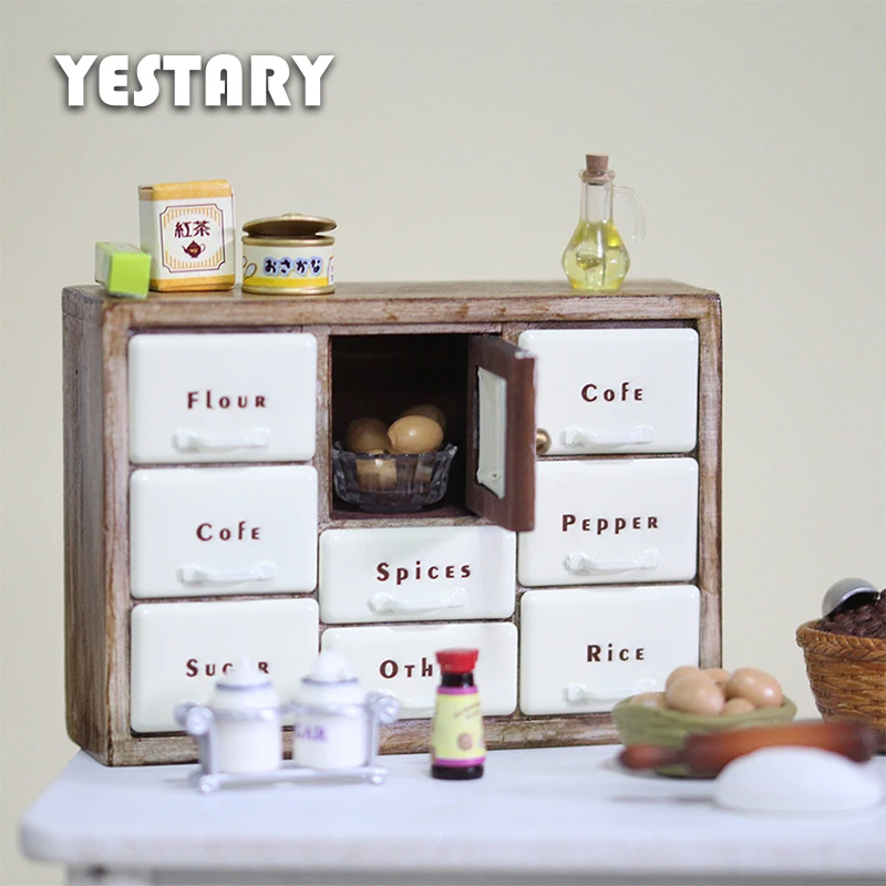 

Аксессуары для кукольного домика YESTARY BJD, ретро шкаф для специй, деревянная мебель для кукольного домика 1/6 1/12 Blythe OB22 OB24 OB11, кукла
