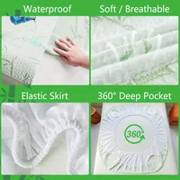 1pc Waterproof Bamboo Mattress Cover (Without Pillowcase), Cooling & Breathable Fitted Bed Sheet With 6-14inches Deep Pocket 2