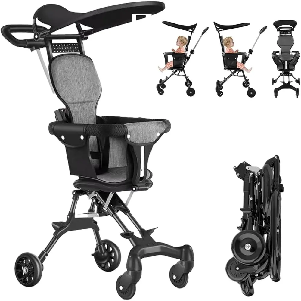 Poussette Pliable Légère pour Bébé, avec Roue Universelle à 360 °, Double Frein, Réglable, Pas Besoin d'Assembler 1 Poussette Pliable Légère pour Bébé, avec Roue Universelle à 360 °, Double Frein, Réglable, Pas Besoin d'Assembler 1