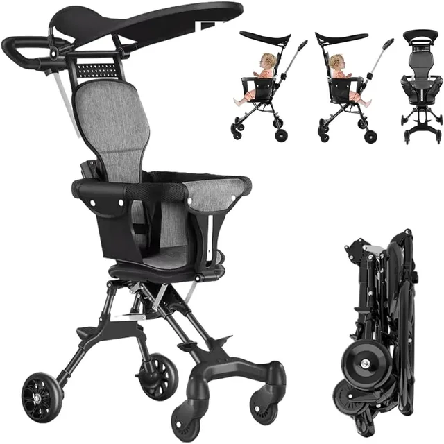 Poussette Pliable Légère pour Bébé, avec Roue Universelle à 360 °, Double Frein, Réglable, Pas Besoin d'Assembler 1
