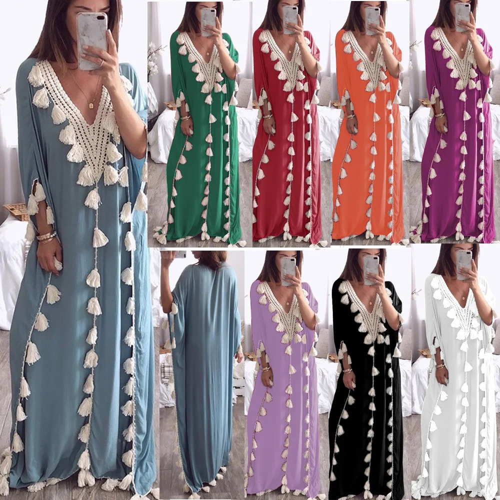 Islamic Muslim Dress Women Arabic Kaftan Abaya Dubai Middle Eastern  Moroccan Kaftan Indonesia Turkey Elegant Casual Robe size One size Color  Black