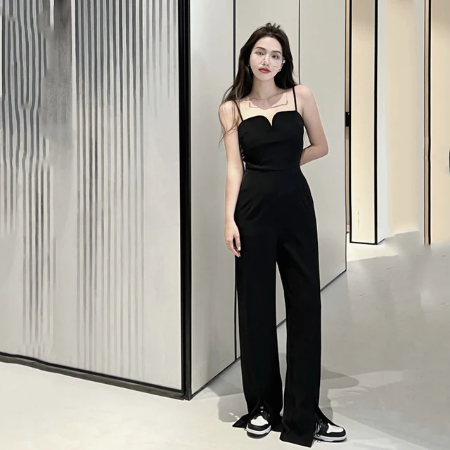 Summer Sexy Black Jumpsuits Women Elegant Office Ladies Rompers Fashion  Streetwear Casual Wide Leg Pants Evening Party - AliExpress