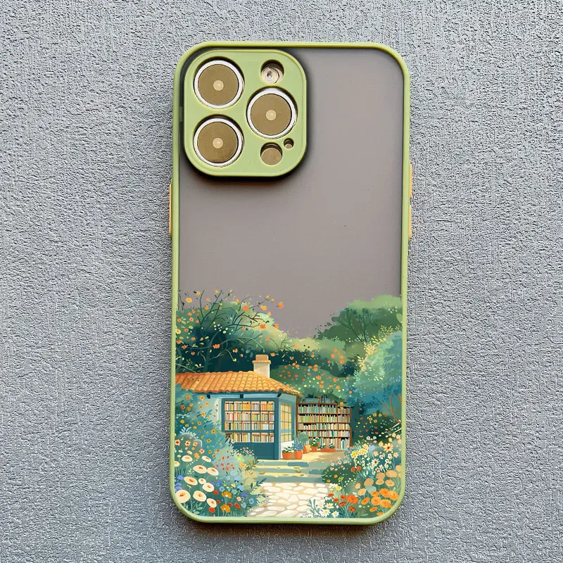 Forest House Bookstore Handyhülle für iPhone 17 16 12 13 Mini Pro Max 11 14 15 16 Plus Pro Max X XS XR Schutzhüllen – Detail 5