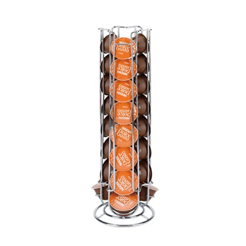 NUBECOM Iron Chrome Plating Display Capsule Rack Coffee Pod Holder Stand Storage Shelves For 24pcs Dolce Gusto Capsule