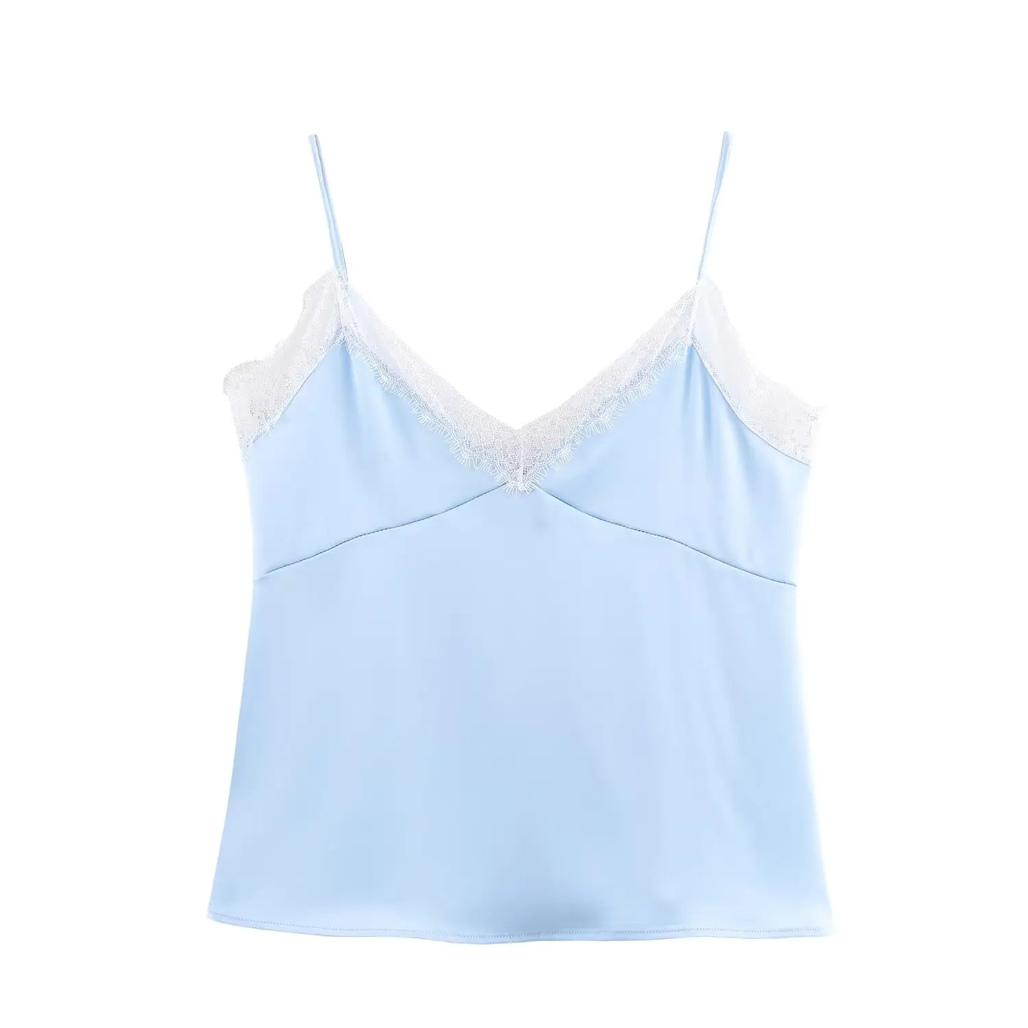 Women'S Spring Summer Elegant Fashion V-Neck Backless Sleeveless Sling Lady Sexy Lace Silk Satin Suspender Vest High Street Tops