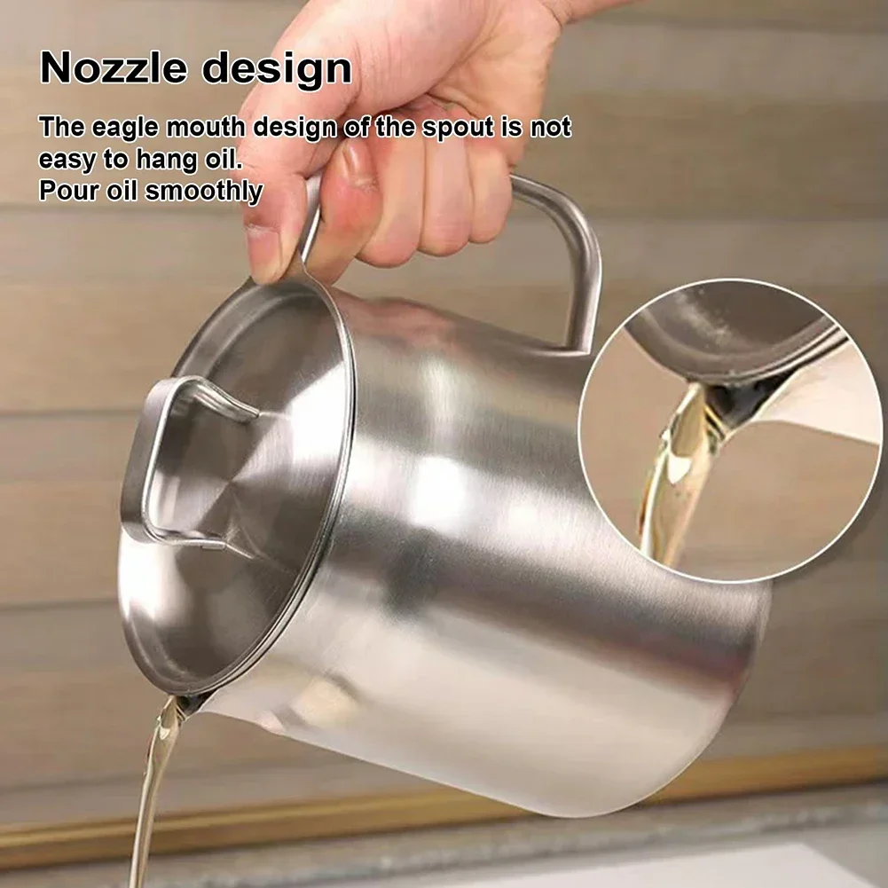 1pcs 304 Stainless Steel Oil Filter Kettle Small Frying Pan With Frying Net Kitchen Tools Gadgets Cooking Tool