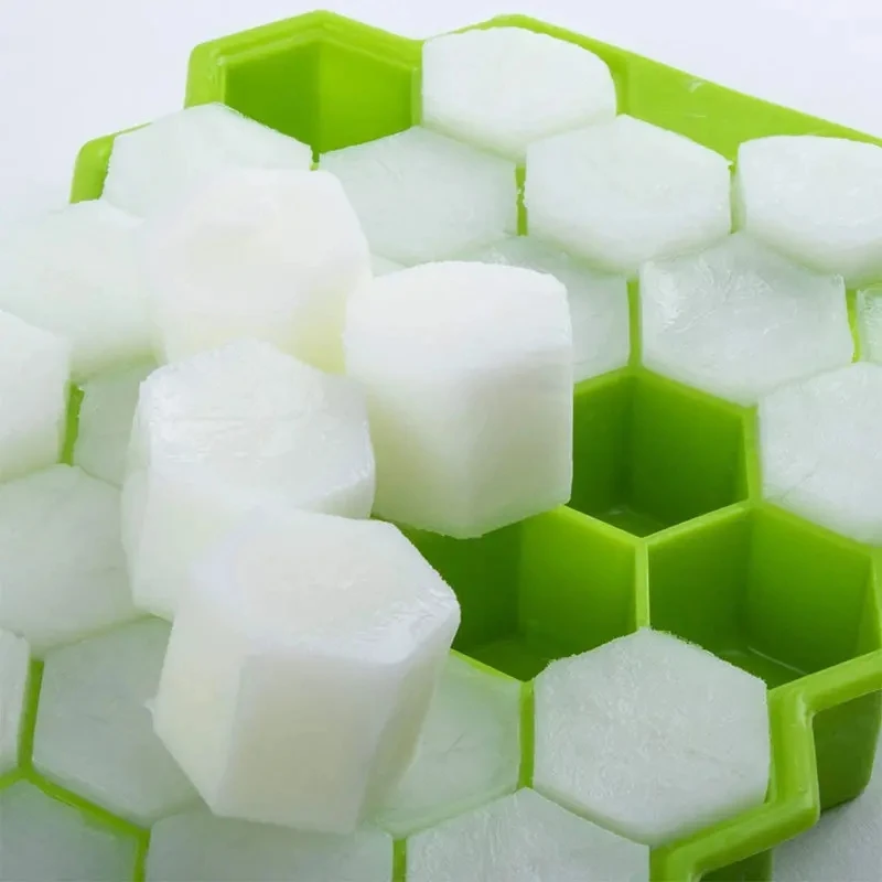 Silicone Ice Tray 37 Grids Hexagonal Ice Cube Mold With Cover Cellular Mesh Stackable DIY Mold Reusable Food Grade Kitchen