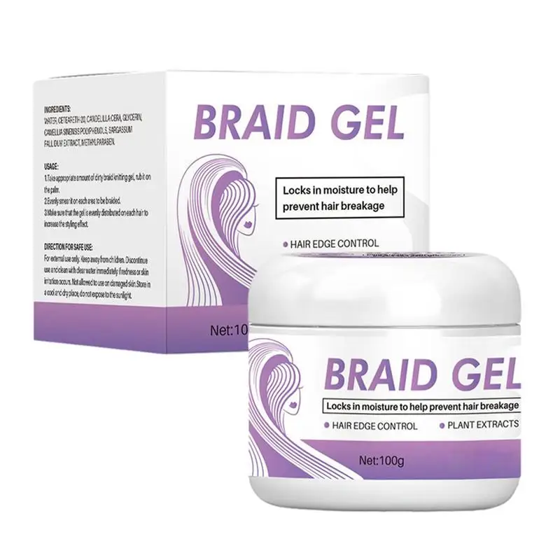 Hair Braiding Gel,Traction Alopecia Styling Braiding Gel,Edges Control Hair Shaping Cream,Hair Control Styling Braiding Cream