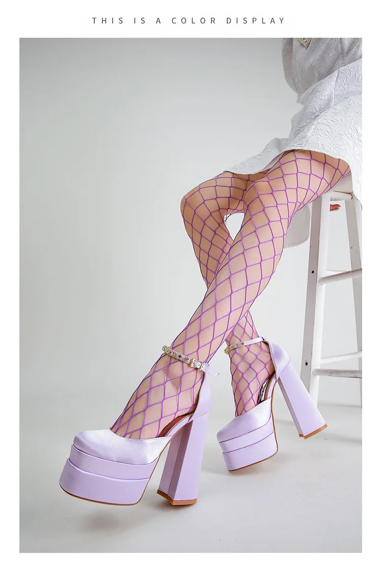 Zapatos de tacón alto y grueso con plataforma para mujer, sandalias de Stripper para fiesta, calzado Sexy para Club nocturno, 2024
