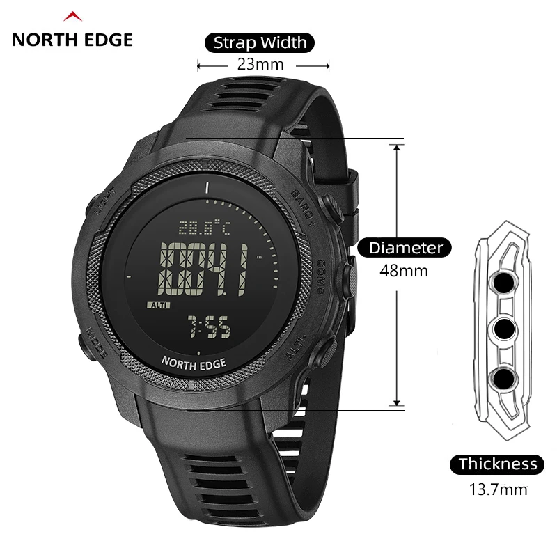NORTH EDGE-reloj Digital para hombre, cronógrafo de fibra de