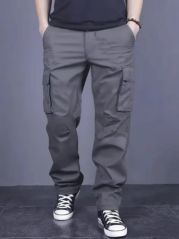 Mens Casual Jogger Pants Relaxed Fit Cargo Pants Drawstring Sweatpants Hiking Outdoor Twill Sport Pants 3
