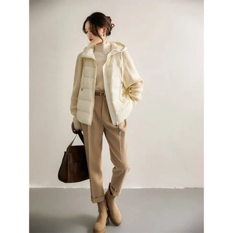 

Новинка Осень-зима 2022 высококачественное однотонное пуховое пальто в британском стиле с дизайном в стиле ощущение меньшинств куртка женская блузка