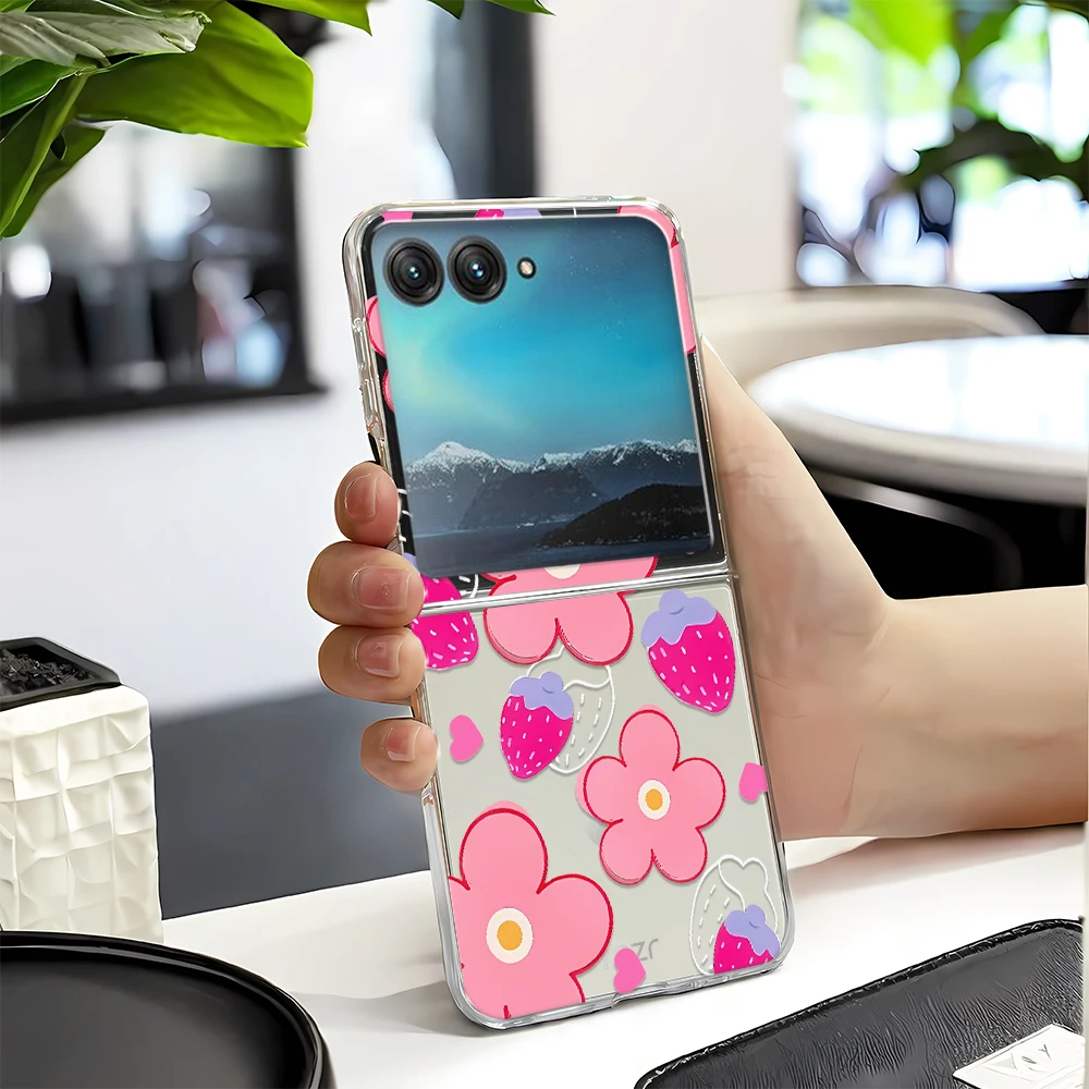 Fashion Pink Sakura Clear Folding Phone Case - Elegant Bumper Cover