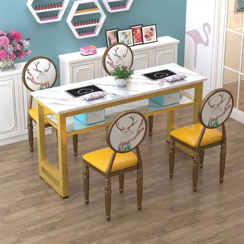 

Exquisite Beauty Nailtech Table Manicure Modern Nail Station Table Receptionist Vanity Nageltisch Nail Bar Furniture CY50NT