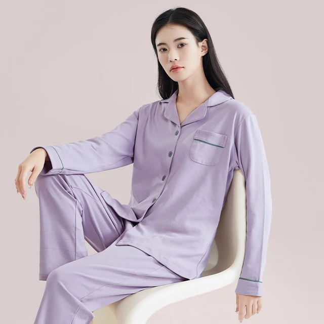 Pyjama long en satin Femme, Violet