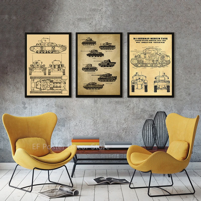 Vintage Art Poster WW2 Tank Poster World War II Tank Encyclopedia Kraft Paper Prints Posters Vintage Home Room Art Wall Decor Arms Retro Painting vintage art poster,wall art print,vintage wall art,art paper poster