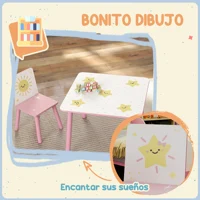 Aiyaplay Table et chaises pour enfants 3 pièces en bois de pin 60X60X44 cm 6