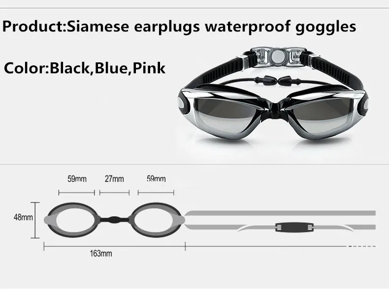 Swimming Goggles UV Protection with Earplugs 2