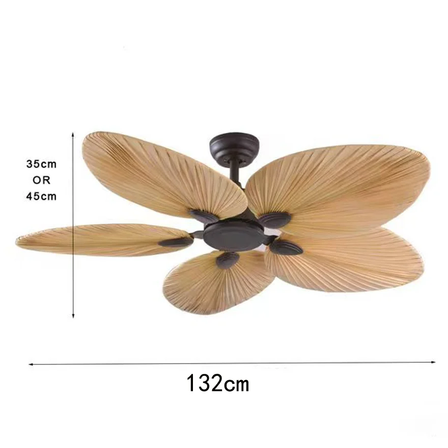 American style retro ceiling fan, high-quality natural banana leaf decorative ceiling fan DC110-220V, natural breeze decorative