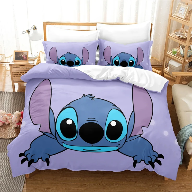 

Stitch Duvet Cover Multi-size Single Double Queen Size One Quilt Cover Two Pillowcases 3d Cute Cartoon Suitable for Boys Girls