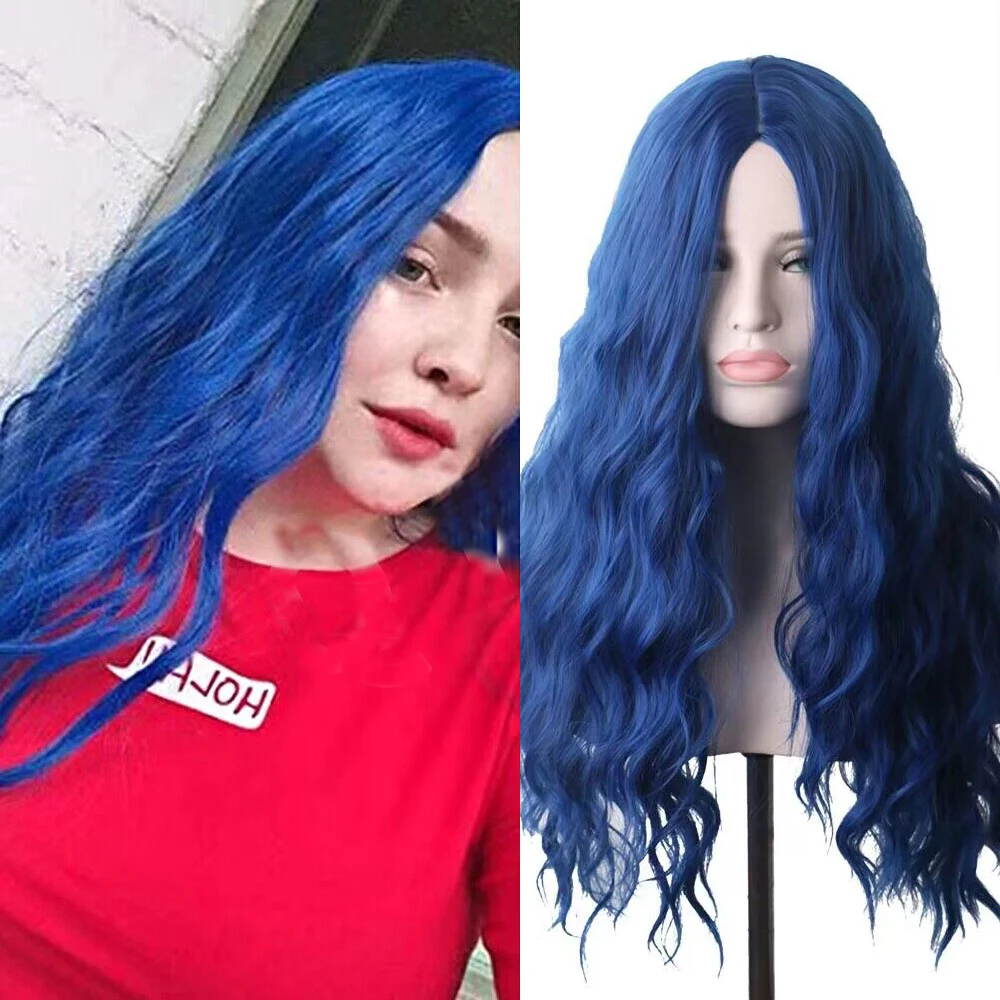 Chaks Peluca Larga De Pelo Sintético 73 Cm - Raya Al Medio, Para Cosplay, Festivales, Carnaval, Varios Colores Peluca Morticia Addams Mujer