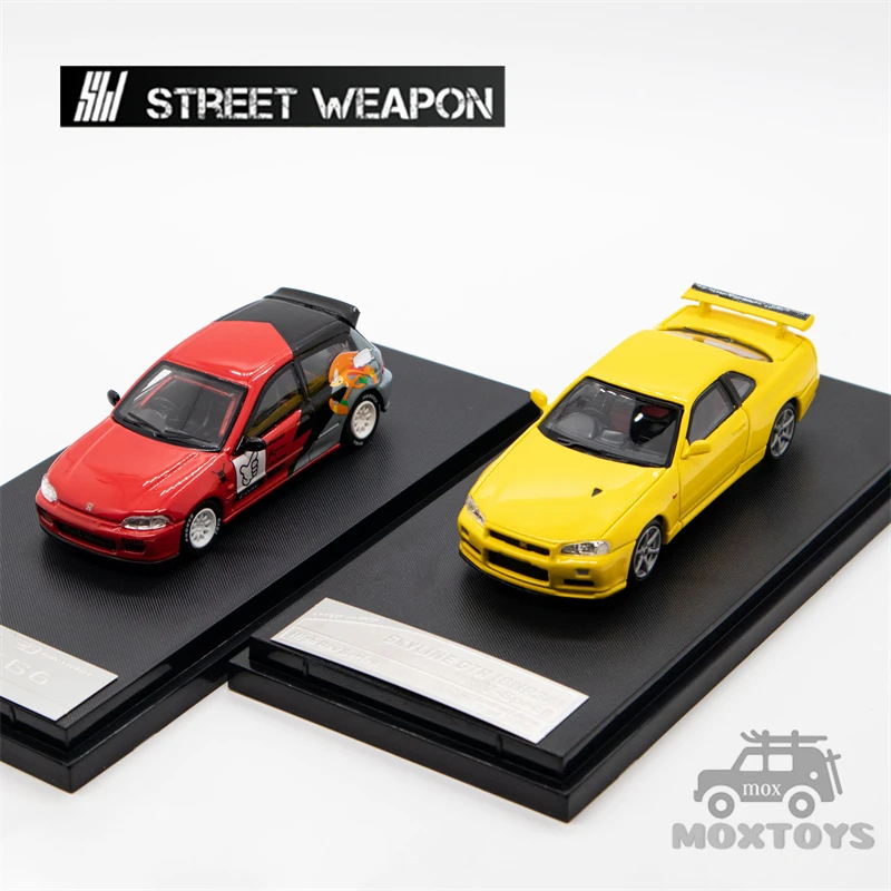 

Street Weapon SW 1:64 Civic EG6 Sonic / GTR R34 V-SPEC-II Yellow limited299 Diecast Model Car