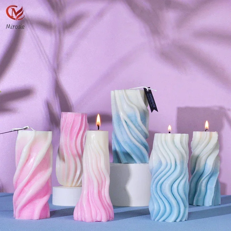 

Mirosie New Wave Scented Candle Silicone Mold Cylinder Homemade DIY Handmade Home Decoration Candle Making Kit Resin Molds