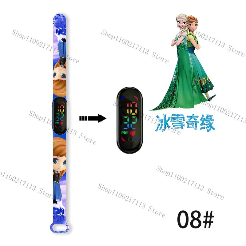 Frozen Elsa Children's Watch Disney Anime figures Anna Cartoon LED Touch Electronic Waterproof Sports Bracelet Watch kids gifts