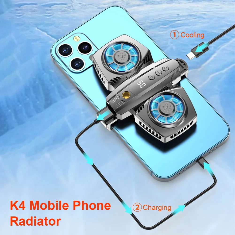 K4 Mobile Phone Radiator Semiconductor Temperature Display Dual Cooling Fans phone cooler mobile radiator mobile heat dissipation plate