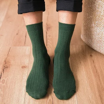 Autumn Winter Pure Color Mens Socks Cotton Warm Black and White Happy Socks Male  Gifts for Men EUR 39-44 387 1