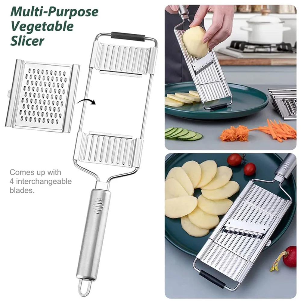 HEMOTON Food Shredder Stainless Steel Grater Fruit Chopper 4 Sided Graters  Cheese Shredder Fruits Slicer Standing Vegetable Cutter Grater Ginger