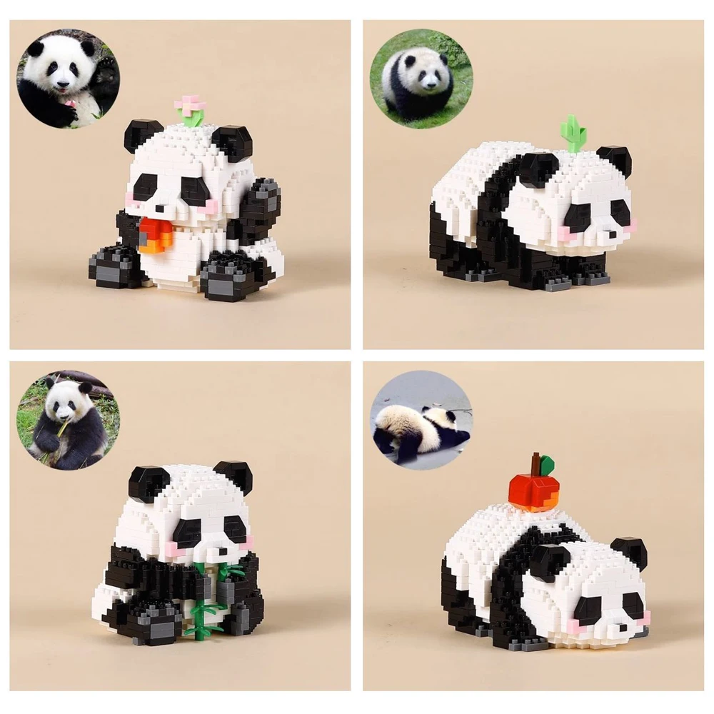 Building Block Toys Cute Mini Animal Panda Building Blocks DIY Assemble Animals Model Toys Girl Boy Gift