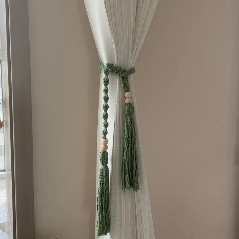 Curtain Straps Ins Bohemian Curtain Hanging Rope Hand Woven Cotton Rope Buckle Straps Decorative Accessories