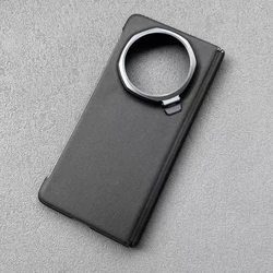 Luxury Leather Slim Shockproof Phone Case with Kickstand for Magic V5 (Black)