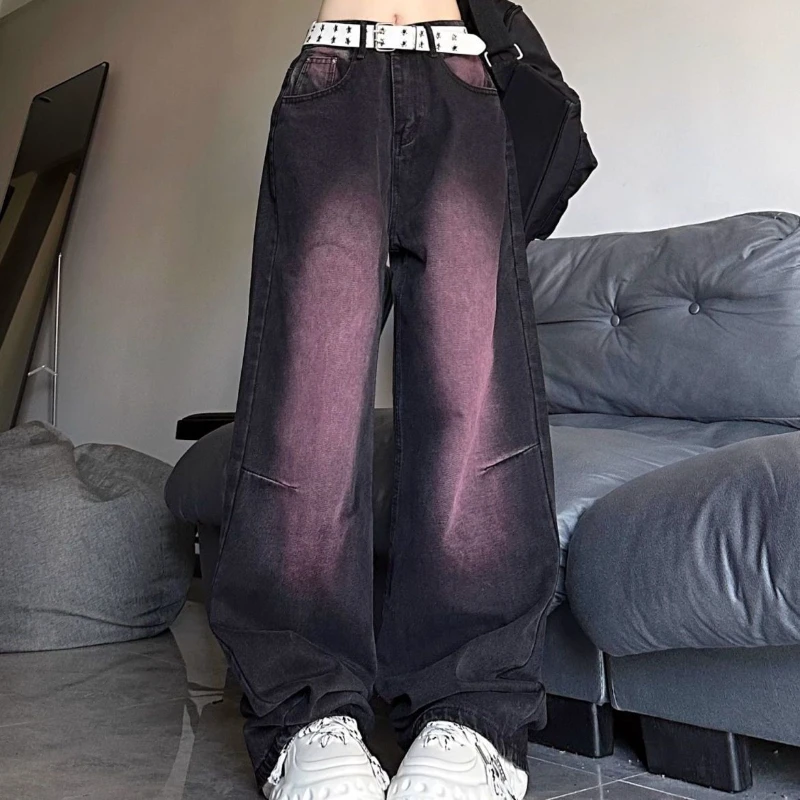 

Deeptown Y2k Baggy Purple Jeans Vintage Harajuku Oversized Distressed Denim Cargo Pants Casual Korean Wide Leg Trousers America