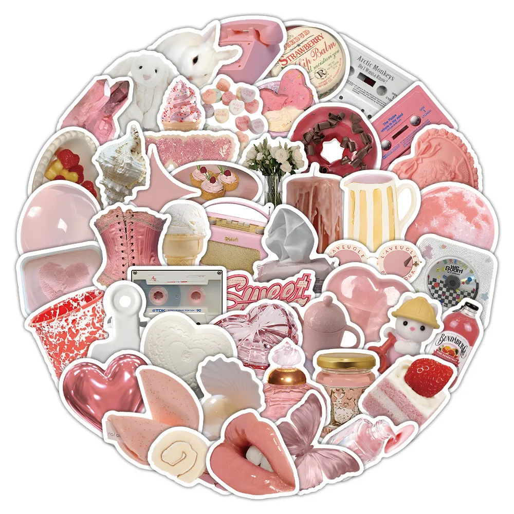 Pastel Pink Aesthetic Stickers - Dreamy Decor for Journals, Phone Cases & Water Bottles