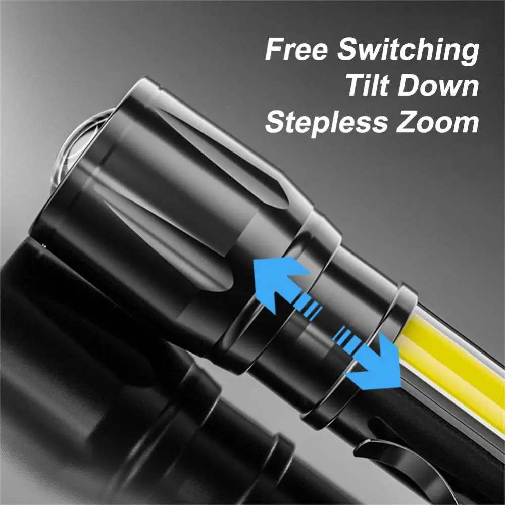 Flashlight Rechargeable Battery LED Flashlight Zoom Torch Outdoor Camping Lamp LED Lantern USB Charging Tactical