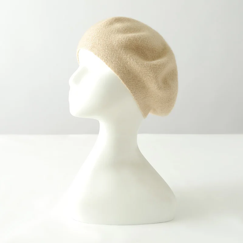 Women Cashmere Wool Berets French Artist Style Warm Winter Knitted Beanie Hat Retro Plain Beret Elegant Lady Caps I3034069