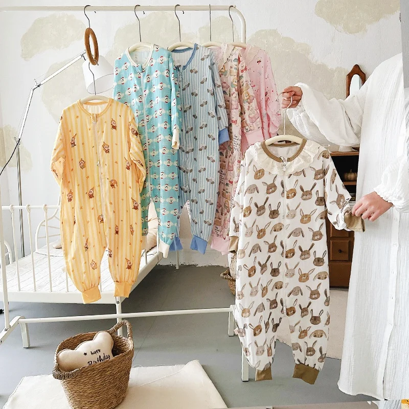 순면 긴팔  수면 보호복 배옷 홈웨어 수면복 한국 스타일  킥방지 이불