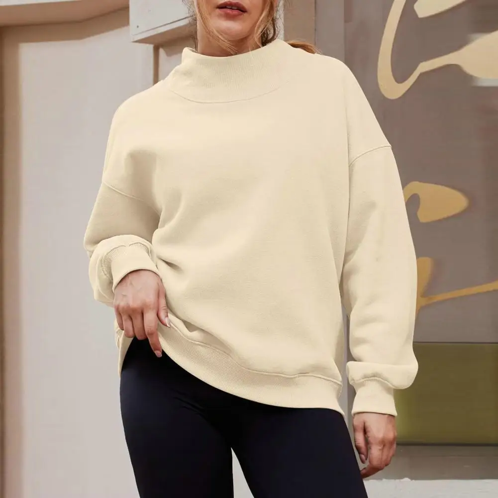 

Soft Comfortable Sweatshirt Cozy High Collar Sweatshirt for Women Warm Plush Pullover with Elastic Cuffs for Fall for Women