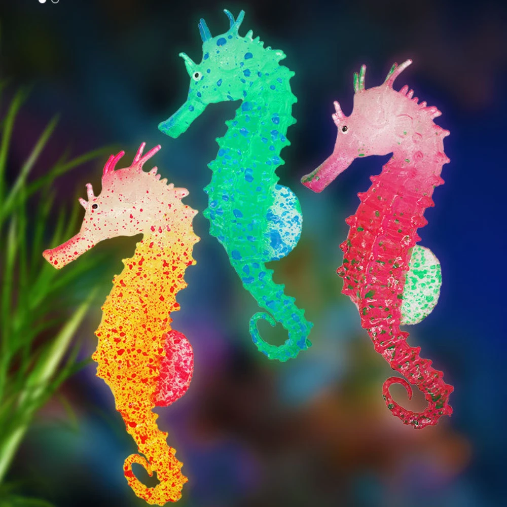 Aquarium Artificial Luminous Seahorse Decoration Fish Tank Fake Silicone Fluorescent Seahorse Landscape Ornaments Aquarium Decor fish tank ornaments fish tank decorations aquarium ornaments mini landscape ornaments