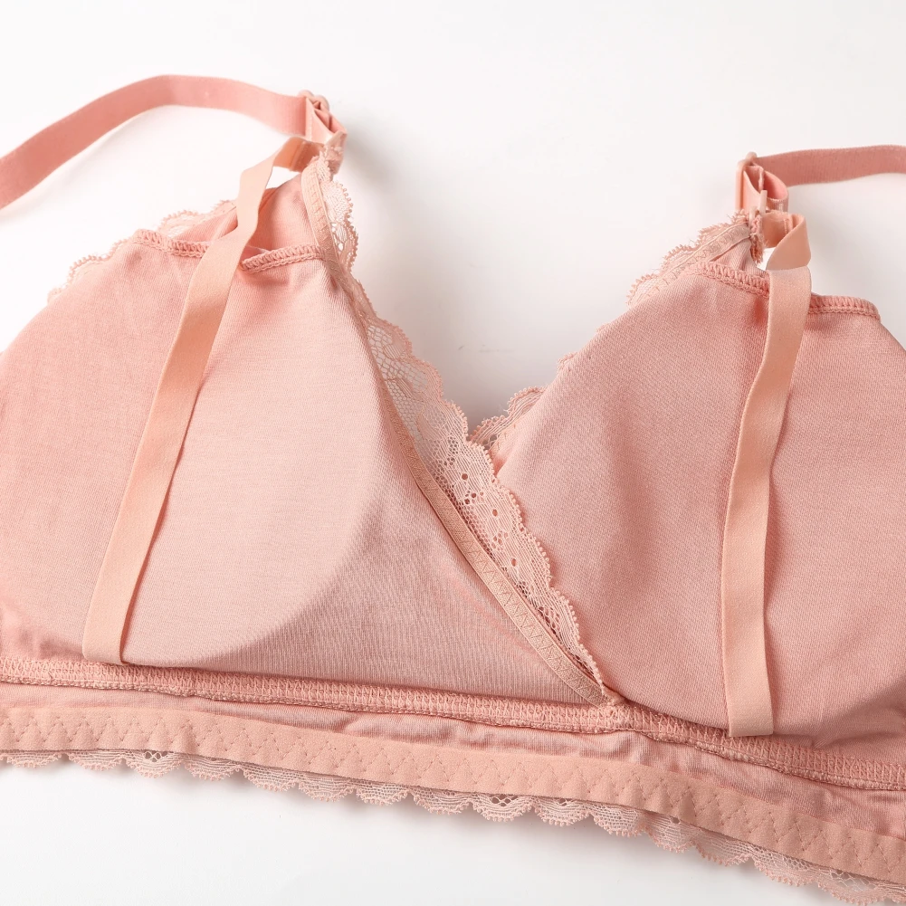 Lace Breastfeeding Maternity Nursing Bra For Pregnant Women Lightly Padded Wireless Adjustable Double Strap Lingerie S-2XL 4